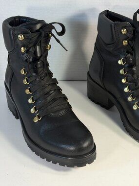 Black Leather L-10 Boots by Steve Madden